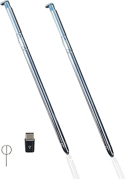 2 Pack Light Blue Stylus Pen for LG Stylo 6 Replacement Q730 6.8" Q730AM Q730TM Q730MM Q730NM with Card Eject Pin + Type-C Adapter