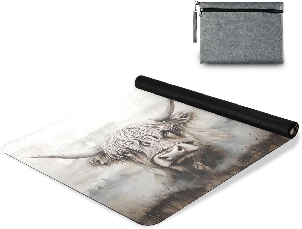 ALAZA Highland Cow Yoga Mat Non Slip Fitness Exercise Mat, Workout Mat for Yoga, Pilates and Floor Exercises
