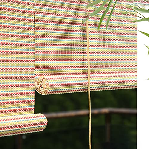 LZMZMQ Persiana de ventana de madera con gancho, persianas enrollables de bambú de estilo japonés para condominios puerta de oficina en casa, pantalla de privacidad 80/100/120 cm de ancho (color: