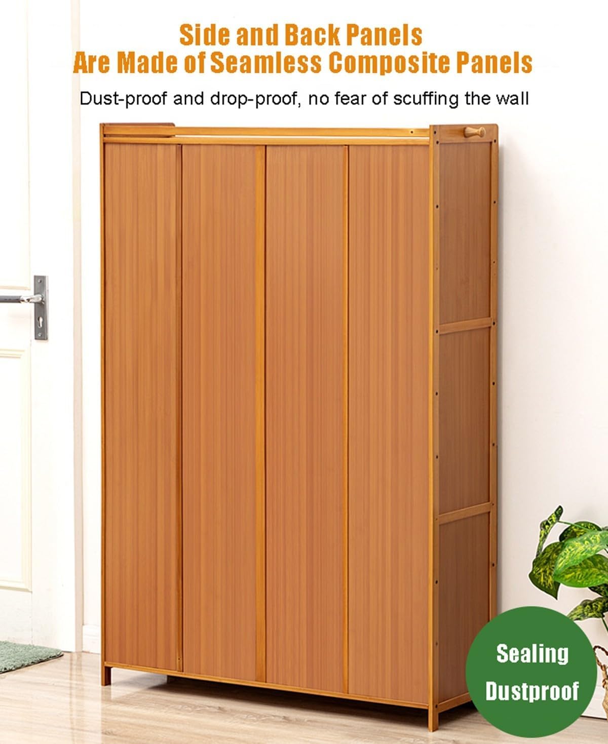 Shoe Storage Cabinet Cabinets Hallway Slim Cupboard Cupboards Hallways Slimline，Bamboo Shoe Cabinet with Flip Doors, Freestanding Storage for Hallway, Entryway, Bedroom, Living Room, Stylish
