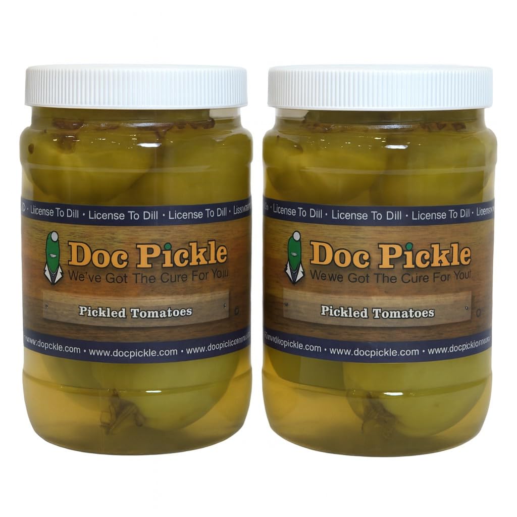 Pickled Tomatoes - Crunchy, Tangy, & Zesty Flavor, 32 Oz Jars, Pack of 2 (Classic)