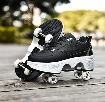 Roller Skates for Girls Trainers Scooter Skateboard Shoes Trainers with Wheels Sports Gymnastics Fashion Multipurpose Kick Roller Shoe for Boys and Girls