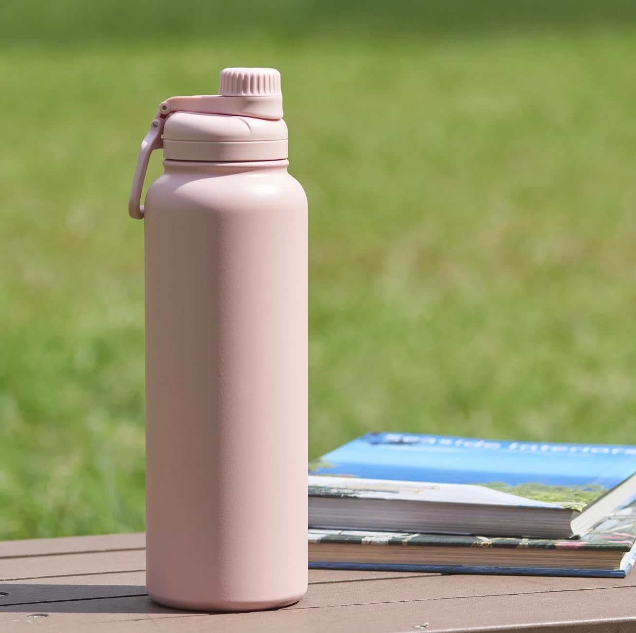 40 fl oz Insulated Stainless Steel Water Bottle, Narrow Mouth, Chug Lid, BPA-FREE, Double-Wall, Leak-Proof, Solid Print, Pink