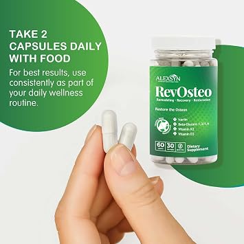 RevOsteo Bone & Metabolic Support Advanced Bone Nutrition with Icariins, Vitamin K2, D3, Boron & Beta-Glucans Vegan, Gluten-Free, Made in USA 60 Capsules, 30-Day Supply