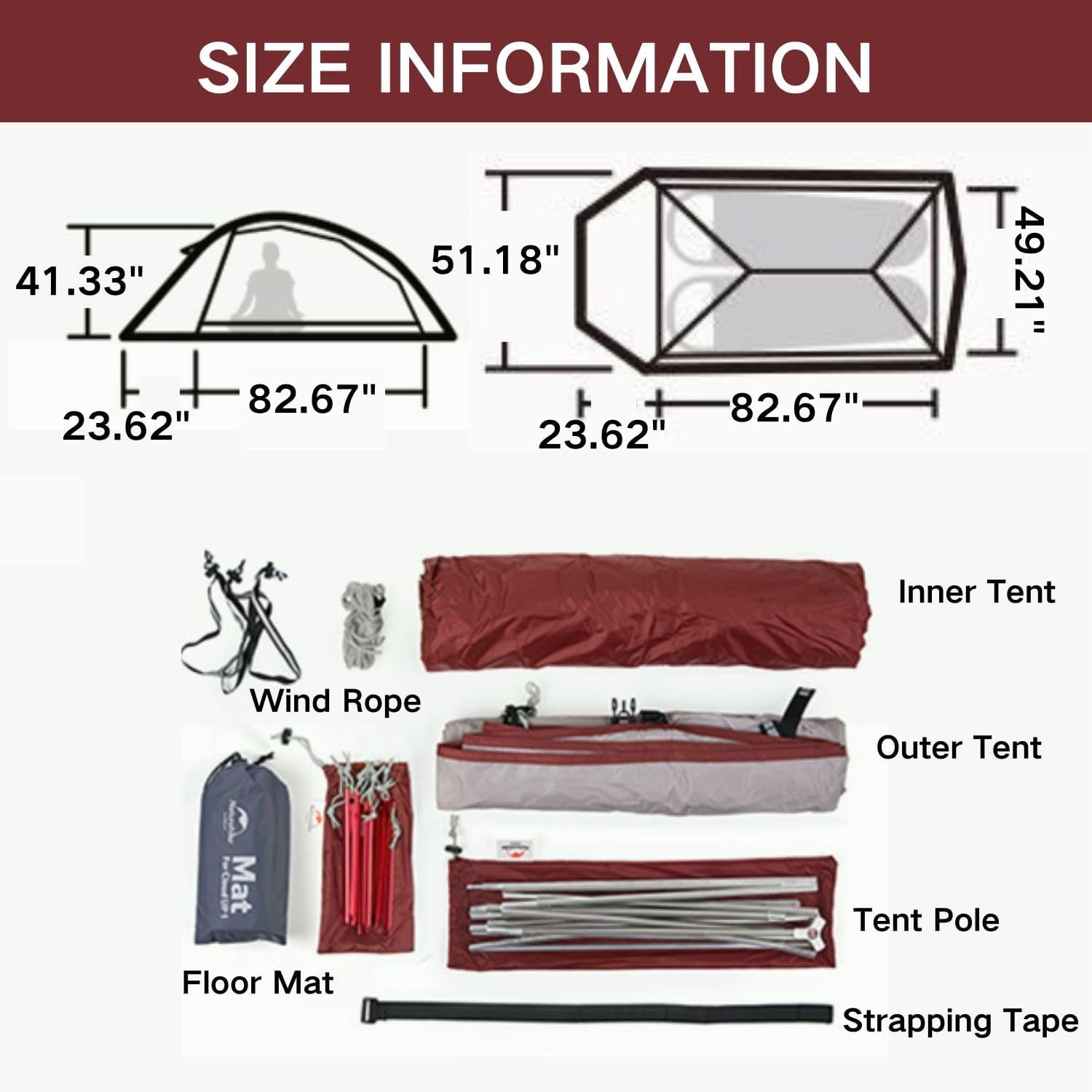 Naturehike 1/2/3Person Lightweight Camping Tent, Waterproof Tent with Inner Tent&Ground Cloth Mat, Portable Backpacking Shelter for Outdoor
