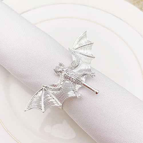 Miniatura 6 de NOLITOY Juego de 4 servilleteros de Halloween, servilleteros de murciélago, hebilla de aleación de metal, servilletero, para cocina, mesa de