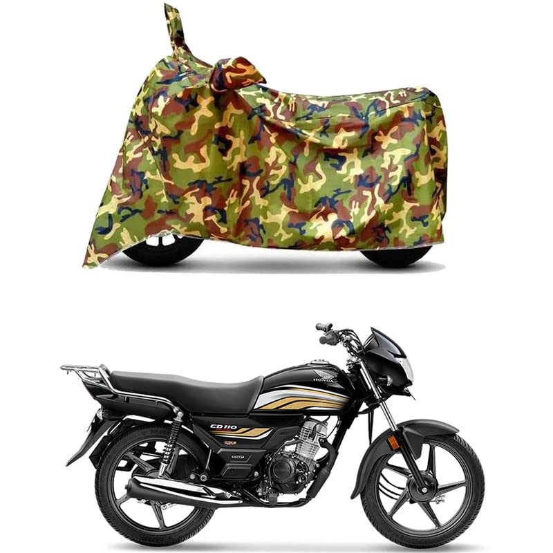 Image of Waterproof 100% PVC Coated Bike Scooty Two Wheeler Body Cover Compatible for Honda CD 110 DLX BS6 /UV-Rays /Heat Protection /Birds Dropping /Scratchproof /Dust Proof [6X6 Jungle Print]