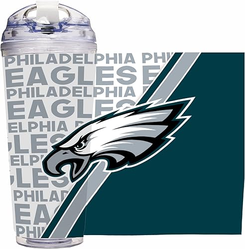 Miniatura 32 de Rico Industries NFL Football - Vaso de acrílico de 24 onzas con tapa con bisagras, vaso de doble pared con licencia oficial para fanáticos de la NFL