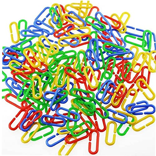 Plastic haken ketting schakels,100 stuks papegaai C-clips haken ketting speelgoed C-Links suikerzweefvliegtuig Rat vogel… - Afbeelding 3