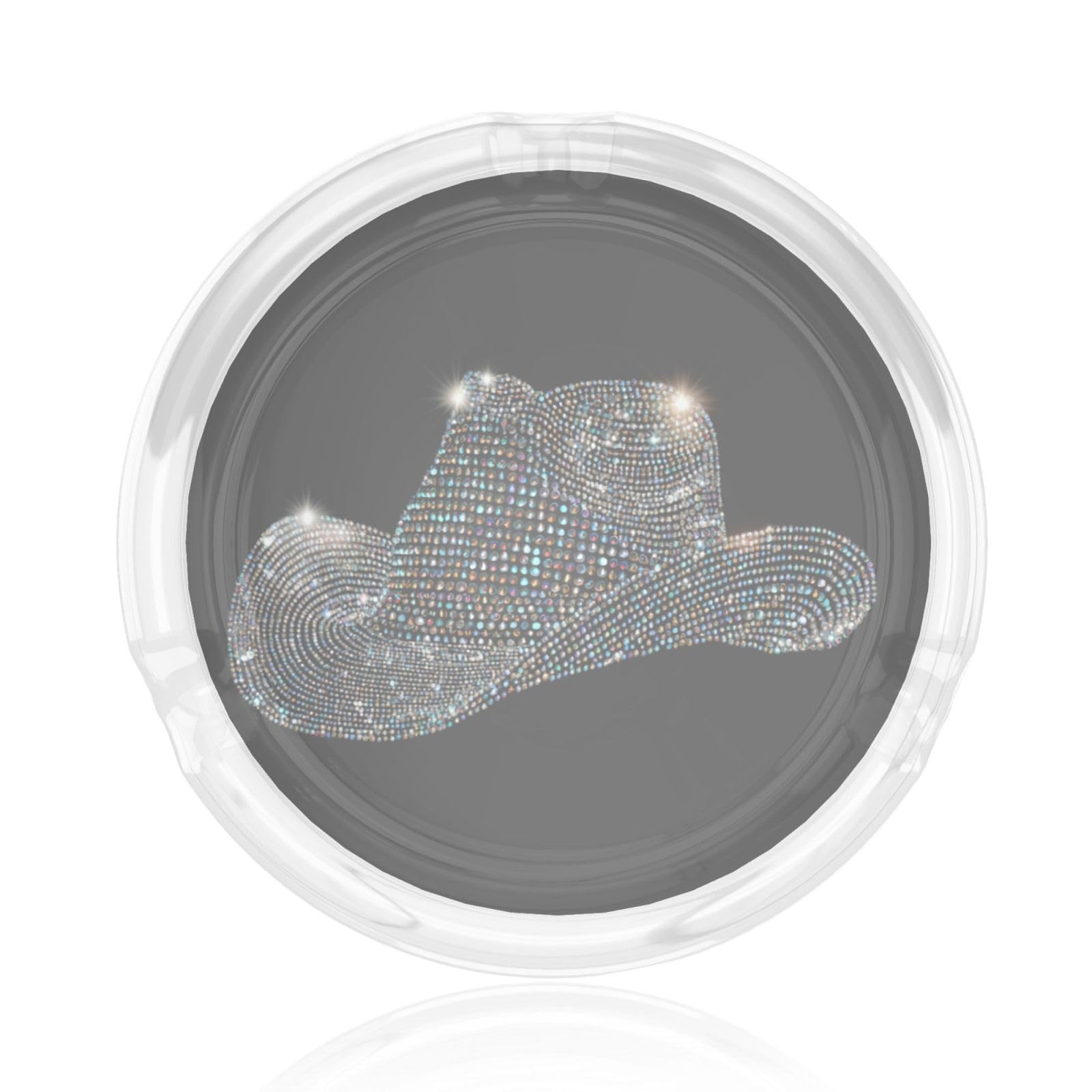 Rhinestone Cowboy Hat 80s Disco Glass Ashtray For Cigarettes Ash Trays Case For Home Office Decor