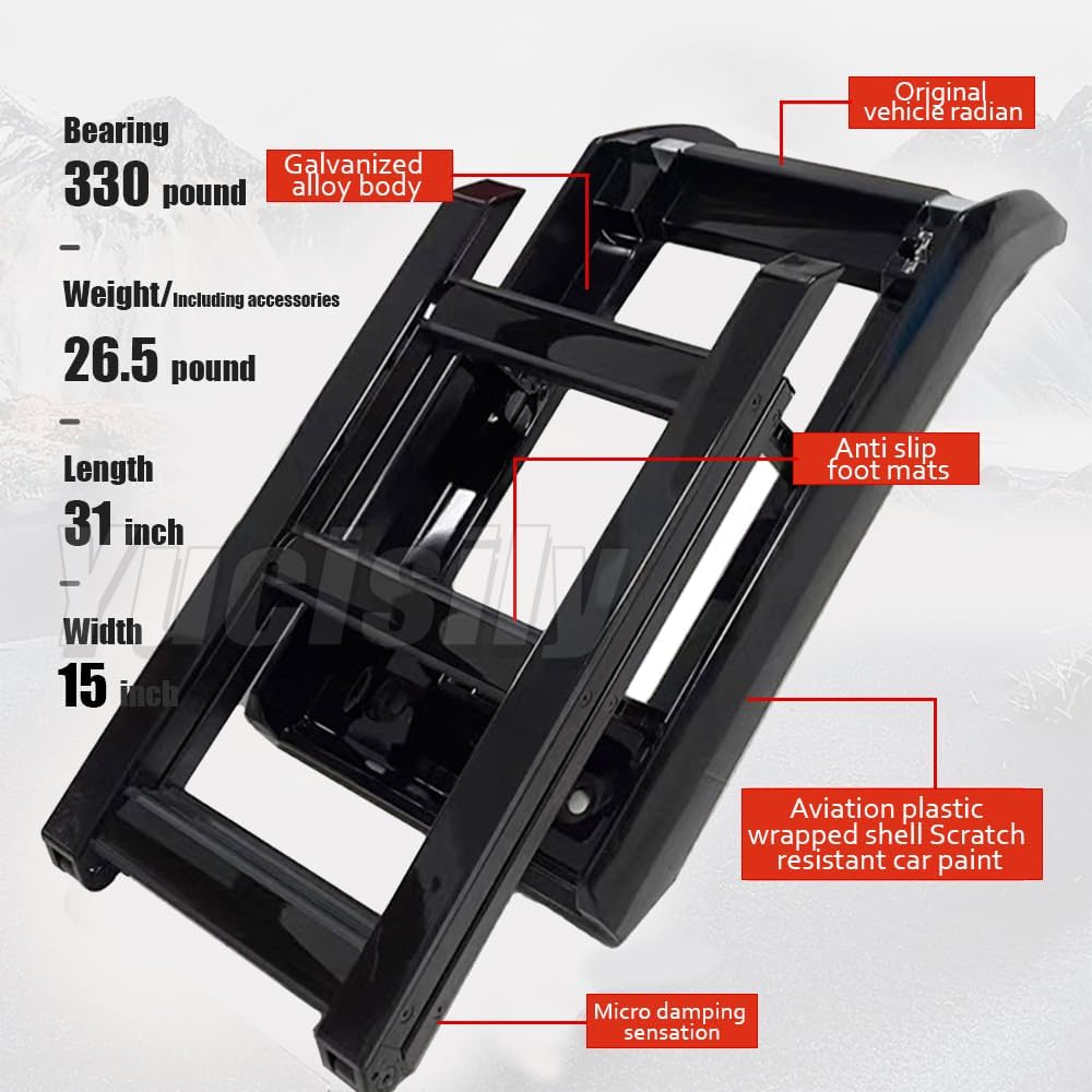 Fit for Land Rover Defender Side Step | Heavy-Duty Black Foldable Climbing Ladder | Rugged Aluminum for Off-Road, Camping & Adventure | Fits Defender 90/110/130 2020-2026| Easy Bolt-On Installation
