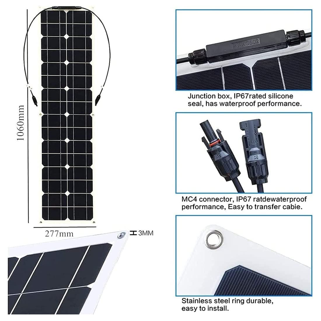 Kit Pannello Solare 2x200W Flessibile, 400 Watt portatileCaricabatteria Solare monocristallino Pieghevole con Controller 40A e Sistema 12-24V, per Camper da casa