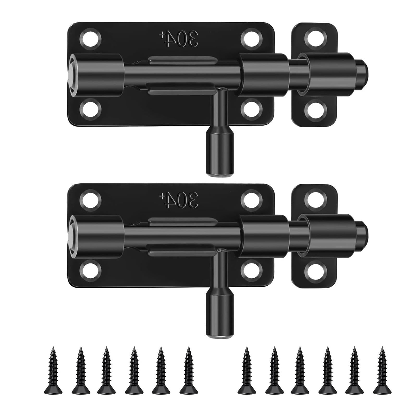 Door Security Bolts Premium Stainless Steel Black Matte Rustproof for Residential Commercial Sliding Door Latches Black