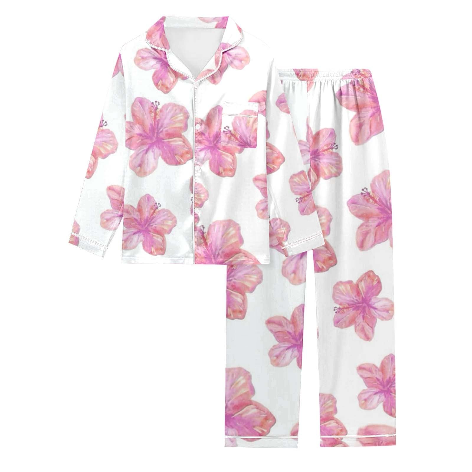Generisch Pigiama da donna, pantaloni lunghi, set di biancheria da notte, morbido, confortevole, biancheria da notte con scollo a V, loungewear, pigiama carino