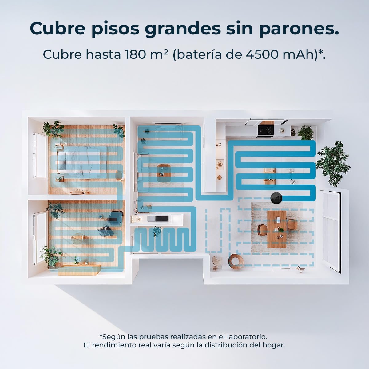 Floor plan showing Conga M70 cleaning path