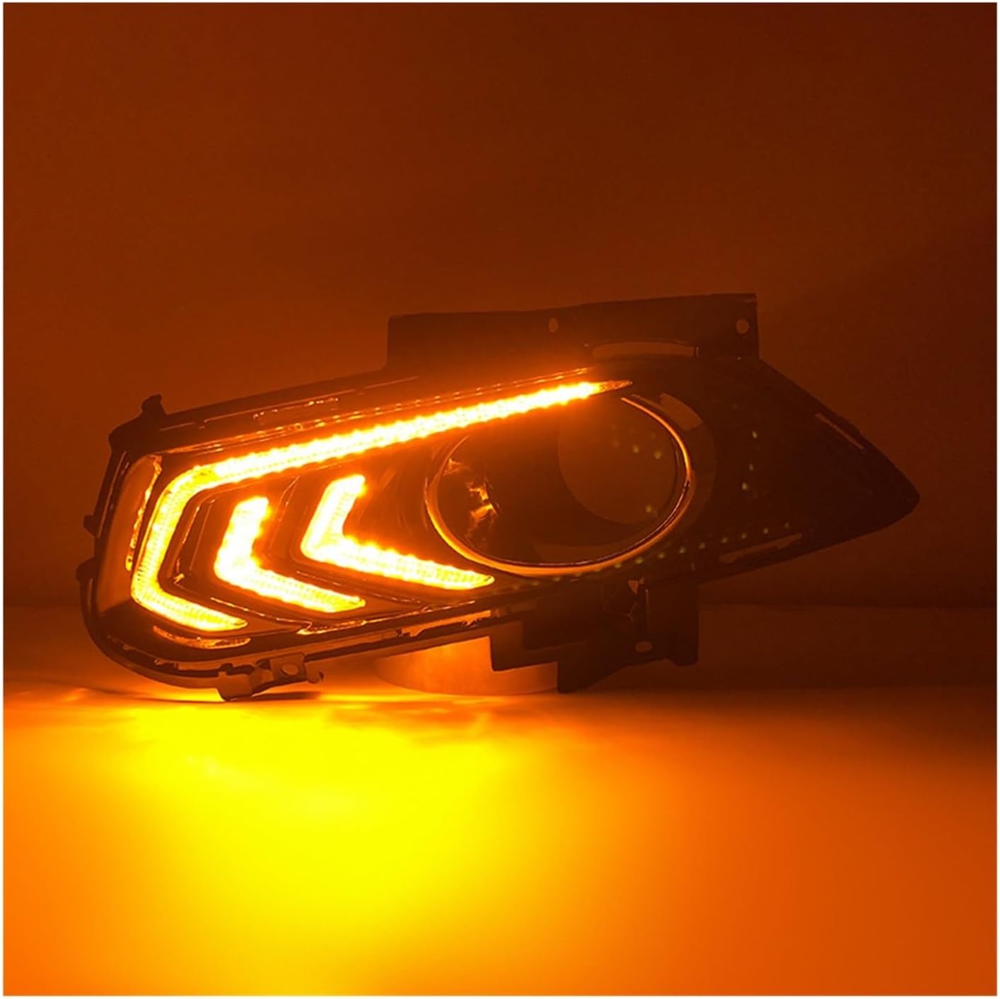 Pair LED DRL Fog Light Bezels For 2013-2016 Ford Fusion Daytime Running Lamp Covers With Dynamic Sequential Turn Signals Wiring Harness And Switch, No Fog Lamps