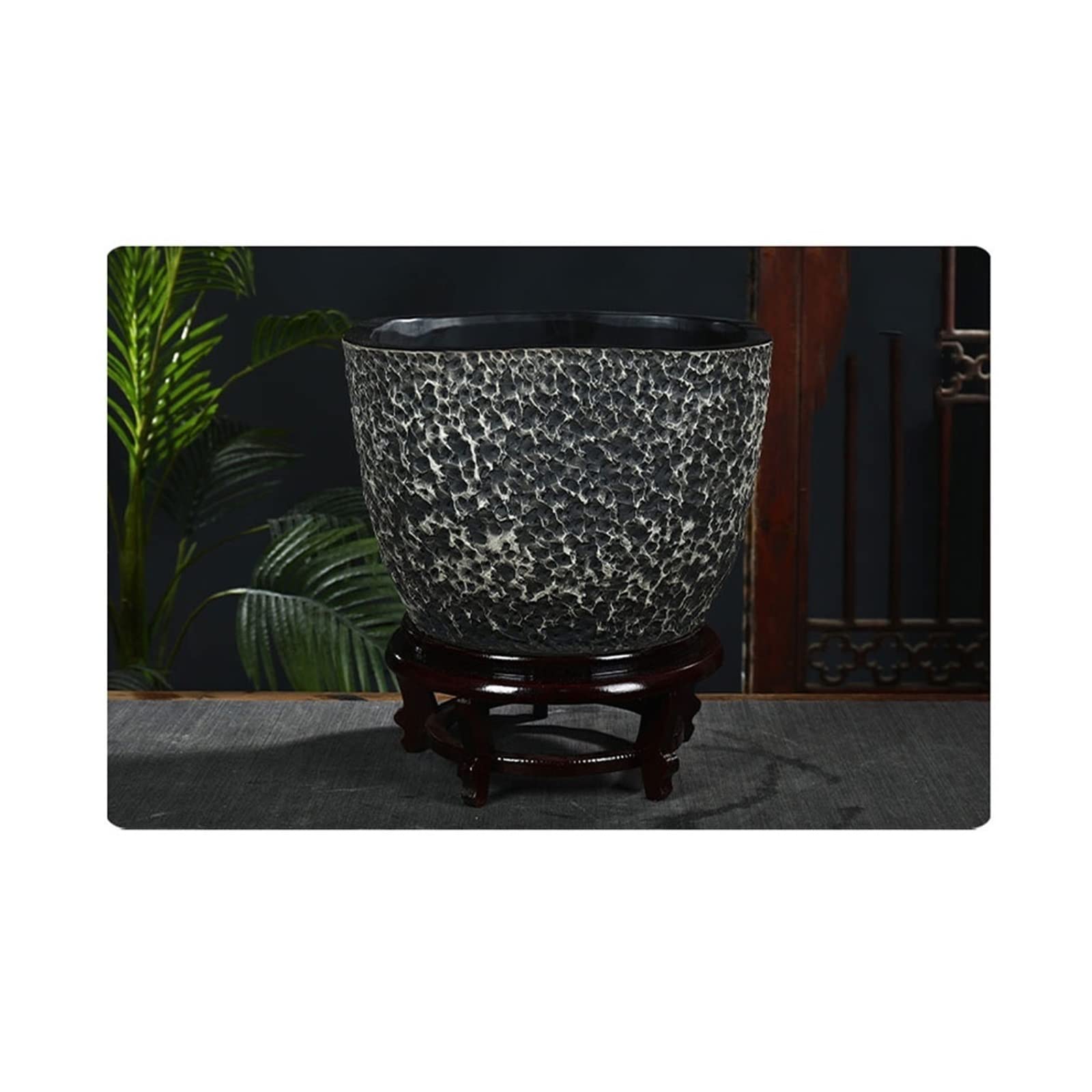Acuario Pecera De Cerámica De Estilo Chino Patio Tanque De Cultivo De Peces Tanque De Tortugas Sala De Estar Balcón Oficina Feng Shui Tanque De La Suerte Acuar,E,58cm
