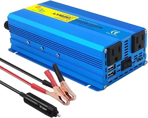 Cantonape Inversor de onda sinusoidal pura de 1000 W de 12 V a 110 V CA convertidor de corriente con adaptador USB de 31 A para automóvil al aire
