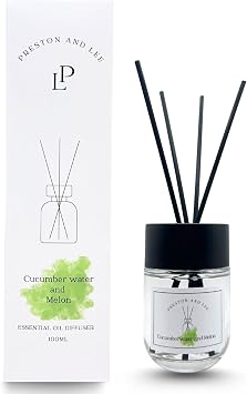 Reed Diffuser Set | 100 ml 3.4 fl oz Cucumber Water and Melon Scent | Reed Diffuser Set | Aromatherapy Diffusers | Reed Diffuser Oil for Home and Spa Fragrance