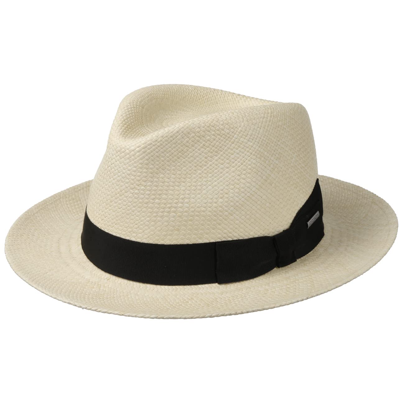 Stetson Sombrero Panamá Valeco Fedora Mujer/Hombre - Made in Italy de Verano Paja Sol con Banda Grosgrain Primavera/Verano