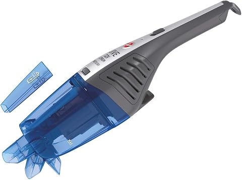 Hoover HJ72WDLB 011 Aspirapolvere a batteria, 50 W, 0.3 litri, 84 Decibel, Plastica, Titanio/Blu Trasparente