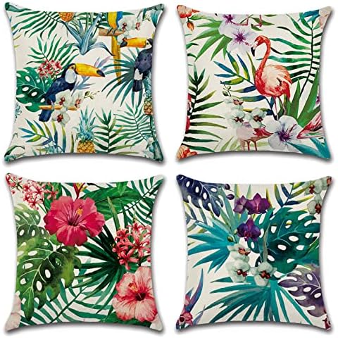 OCEUMACO Funda de cojín de 40x40 cm, hoja tropical, decorativa, fundas de cojín para sofá, salón, cama exterior Cover