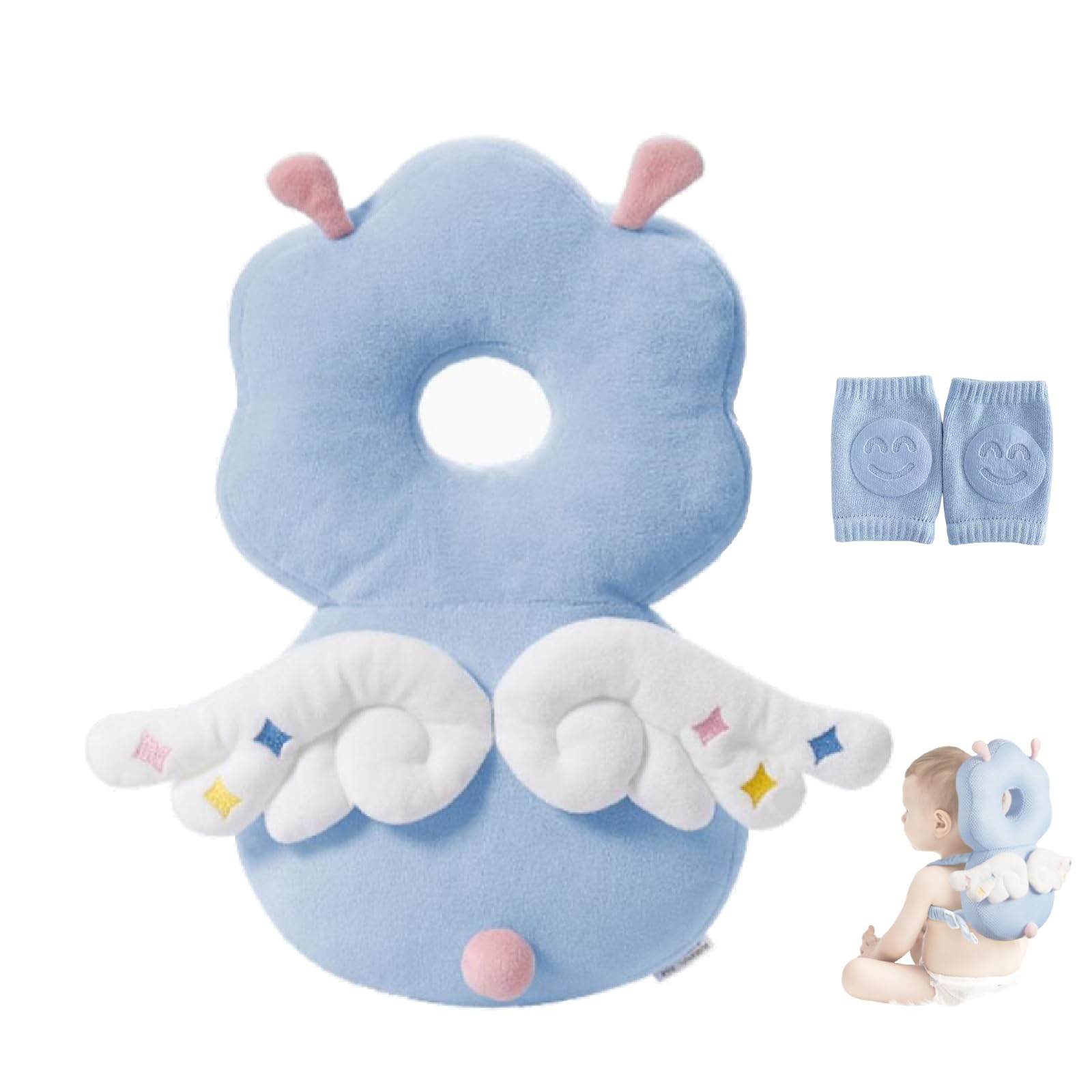 Adjustable Baby Head Protection Backpack with Knee Pads for Crawling, Soft, Breathable and Safe