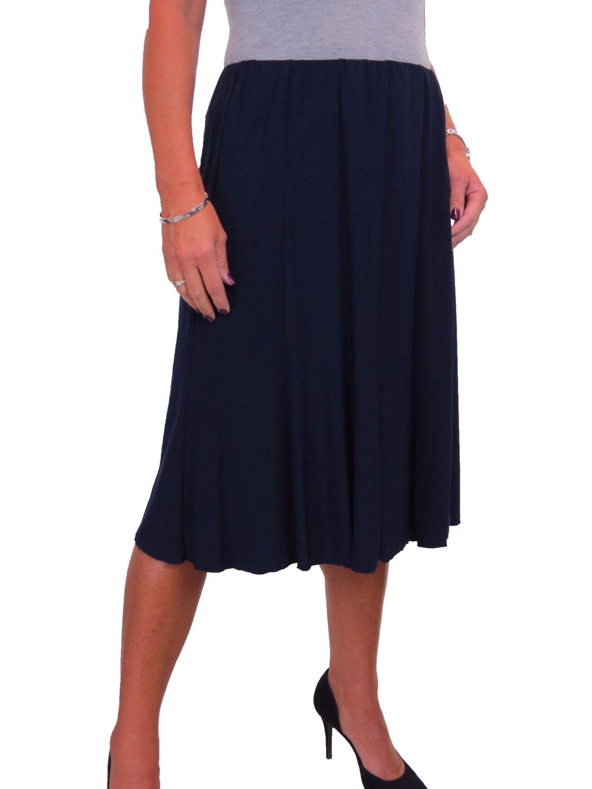 Paulo Due Women's Midi Flare Skirt - Navy - Size 20-22