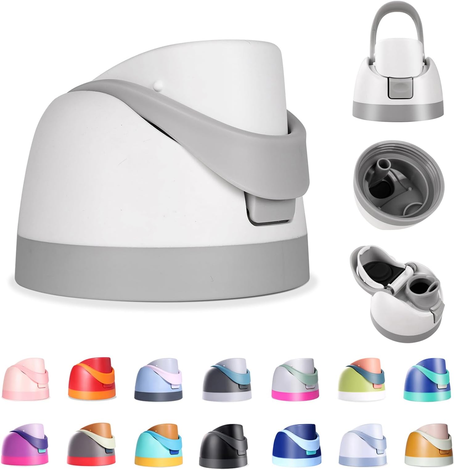 Replacement Lid for Owala Freesip, Compatible with Owala Cup 16oz 24oz 32oz 40oz, One Button Water Bottle Top Lid for Owala Freesip, Leakproof, BPA-Free (Ash White)