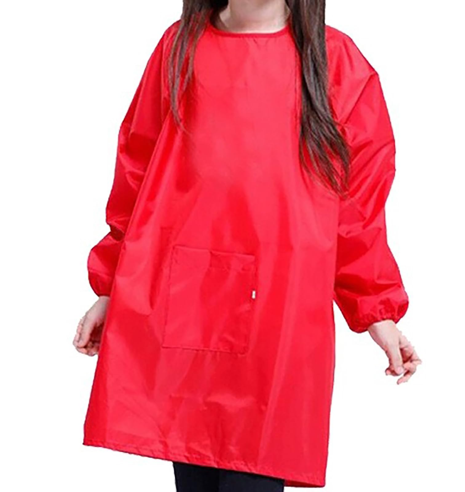 Yiqeenho Kids Art Smock Waterproof Painting Apron Artist Smocks for Children Long Sleeve Smock with Pocket Red 2XL Fit Height 115-130CM