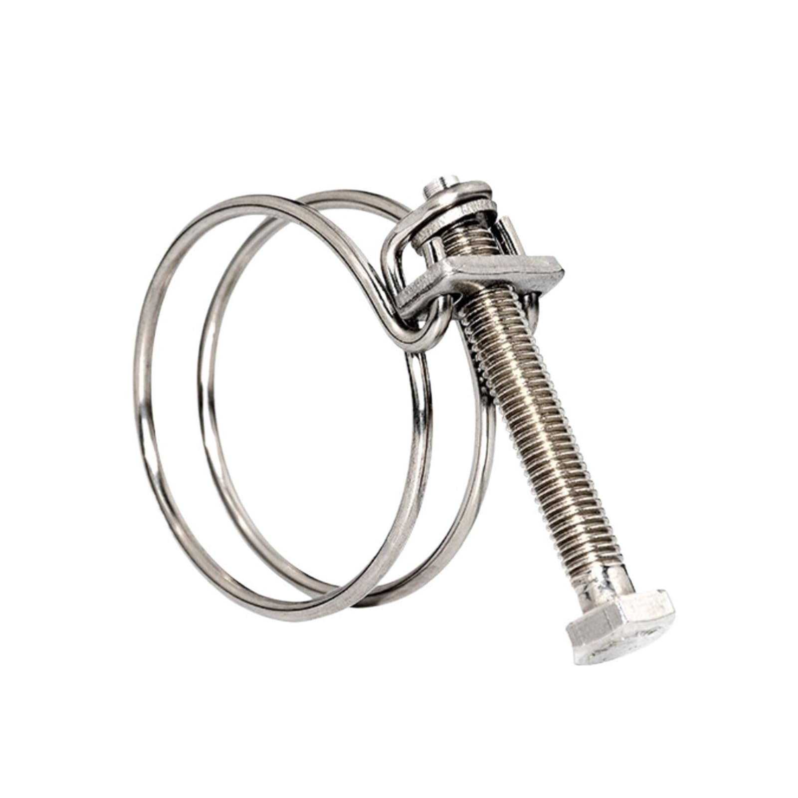 Abrazadera de manguera de doble línea Abrazadera de manguera de aro de alambre doble de acero inoxidable 201, 5 uds., sujeción de tubería de agua(52-57x3mm)