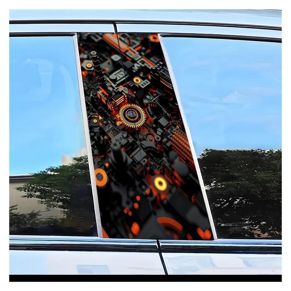 Car Parts 2pcs Car Center Column Decal Gear Pattern Scratch Resistant Film
