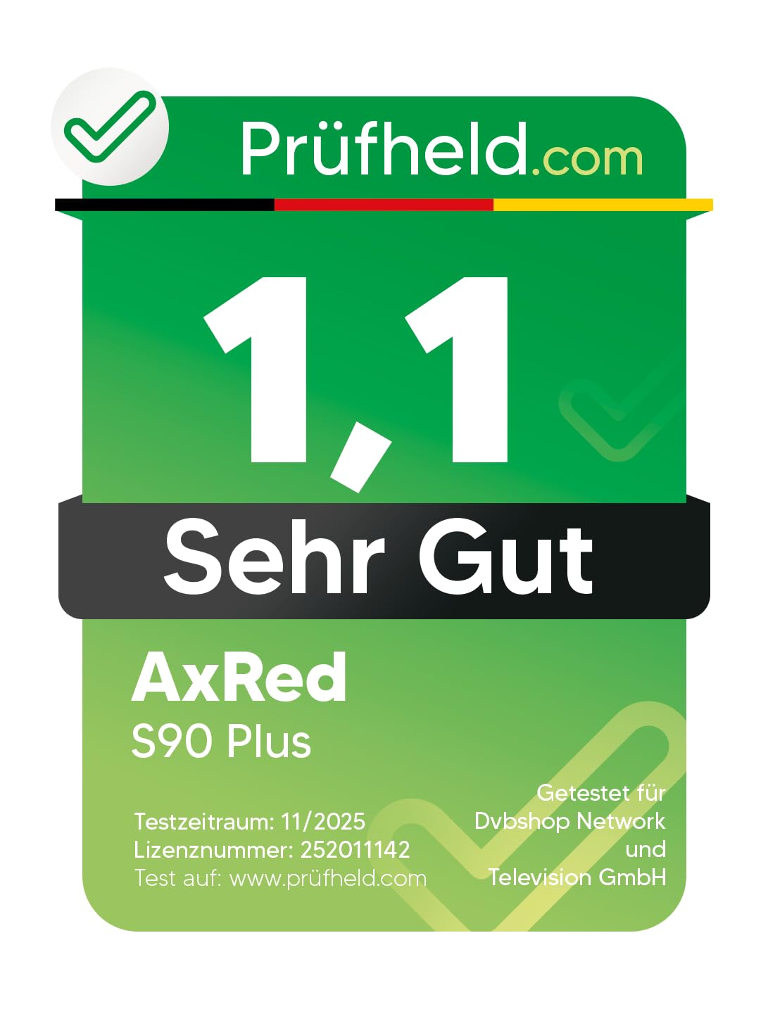 [ Test SEHR GUT, Note 1.1 *] AXRED S90 Plus Sat Receiver + HDMI Kabel, mit Aufnahmefunktion, HD fähig, Digital Sat-Receiver für Satellitenschüssel Satelliten Satellit Fernseher, HD-Receiver, HDMI