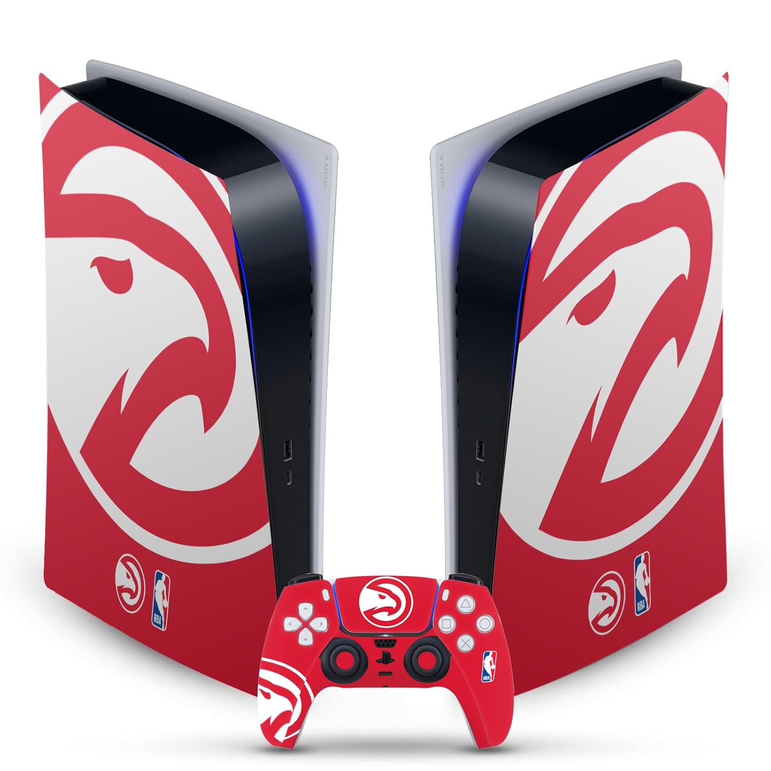 Head Case Designs Officially Licensed NBA Oversized Atlanta Hawks Logo Vinyl Faceplate Sticker Gaming Skin Decal Compatible With Sony PlayStation 5 PS5 Digital Edition Console and DualSense Controller
