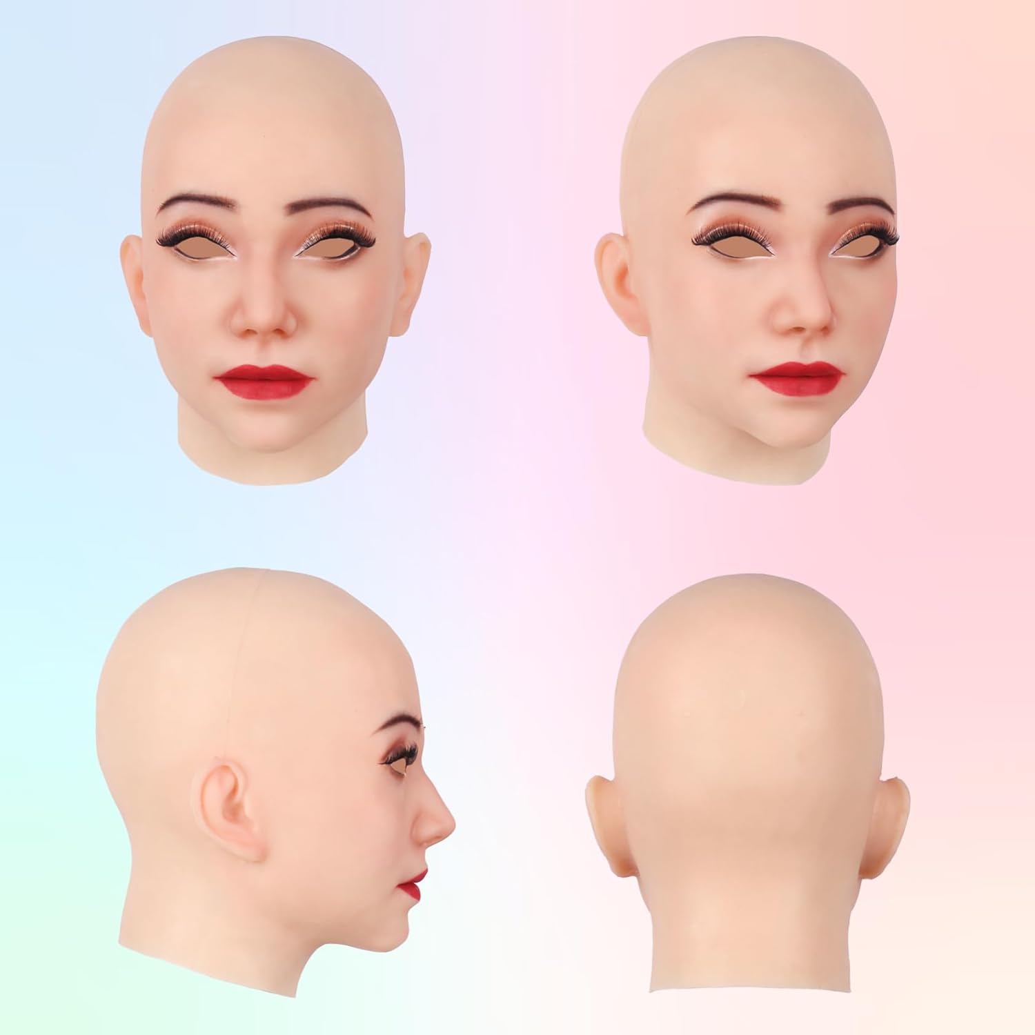 Realistic Female Silicone Head Mask Novelty Adults Full Face Mask Cosplay Halloween Crossdresser Party Mask