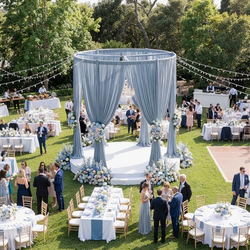 Image of 10ftx15ft Dusty Blue Backdrop Curtains for Parties, Wrinkle Free Polyester Photo Backdrop Drapes 2 Panels 15 ft Long Back Drop Cloth Drapery for Wedding Birthday Photography Background Party