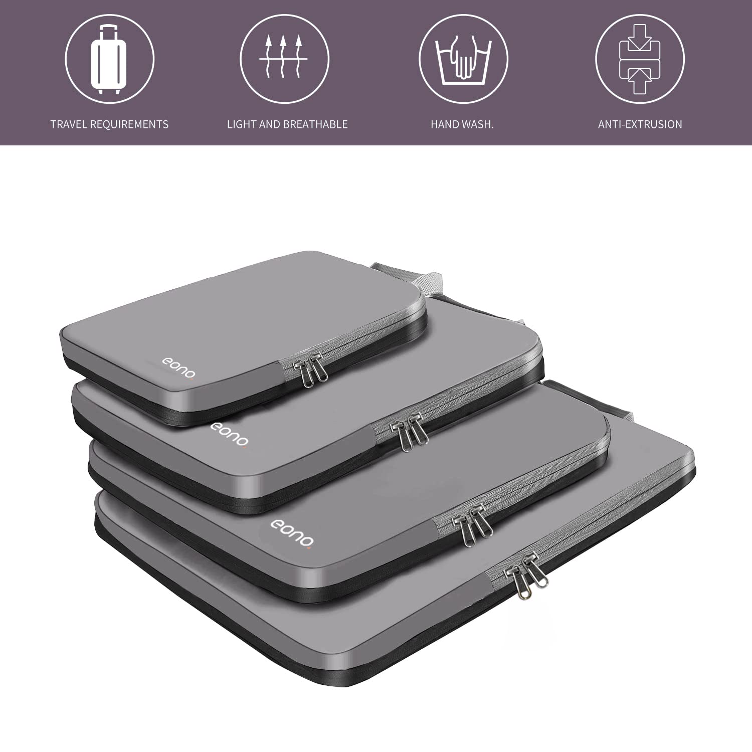 Eono Organizzatori da Viaggio a Compressione, Organizer Valigia Set, Cubo di Viaggio, Cubi di Imballaggio, Compression Packing Cube