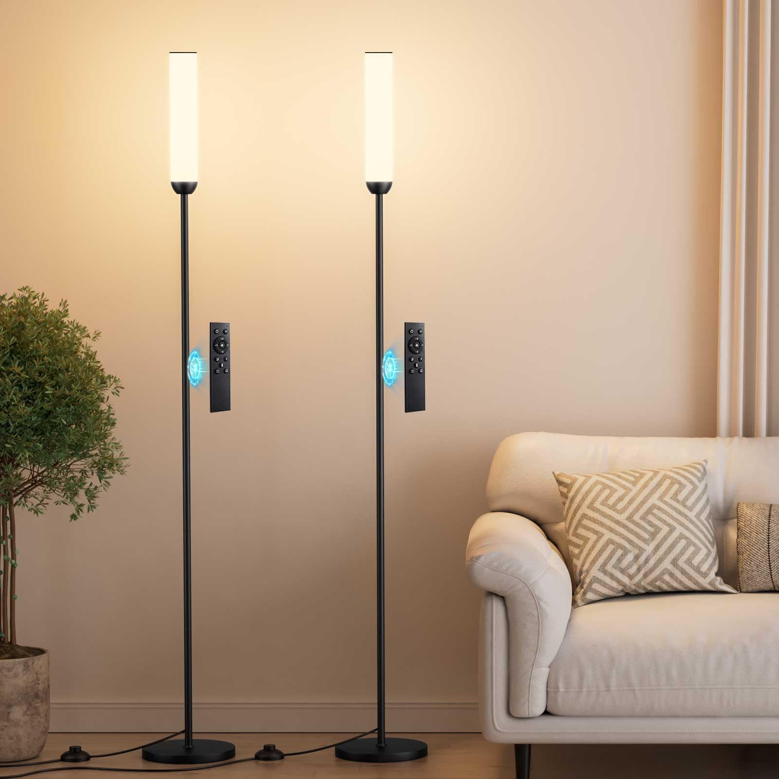 Photo 1 of ***MISSING LAMP BASE***

Ambimall LED Floor Lamps with Remote Control Set of 2, Foot Switch, Black