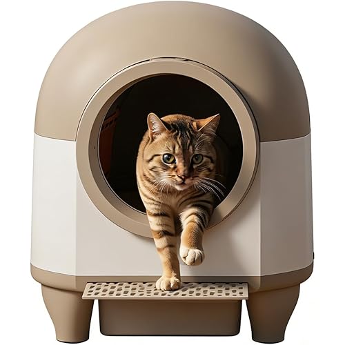 Greesum UltraSmart AutoClean Litter Box - 90L Large Capacity for Multi-Cat Households with Safeguard Tech, APP Control, Odor-Free Design & Mat/1 Roll Litter Bag