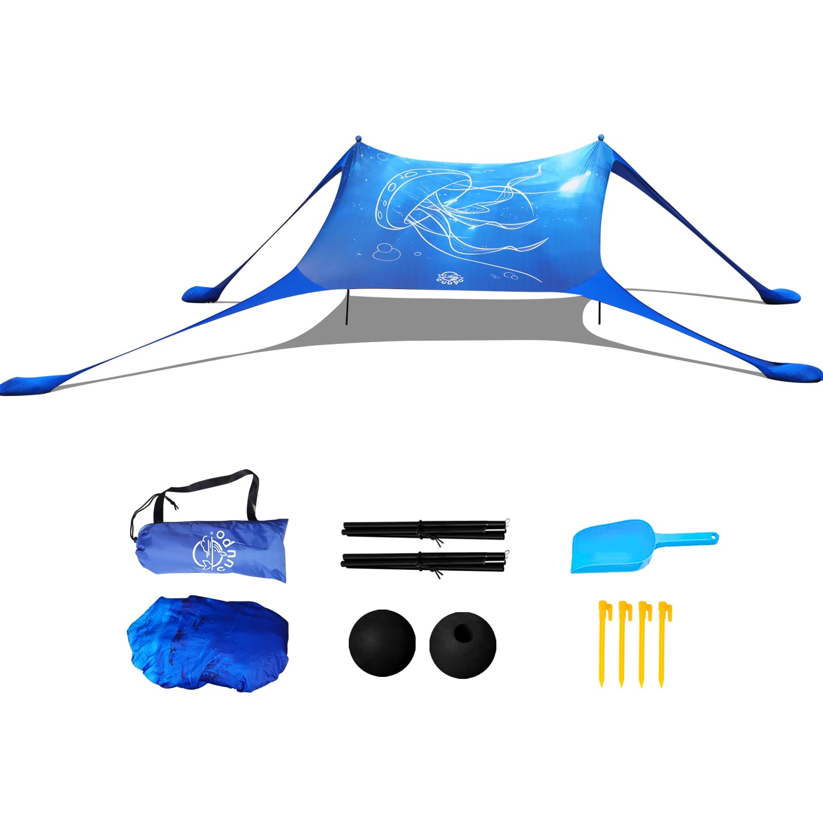Cuupo Beach Shade Pop Up 160 x 200 cm, 3D Print Small Sun Protection UPF50 Lycra Tents Outdoor Backyard Camping Shelters with 2 Stability Poles Jellyfish