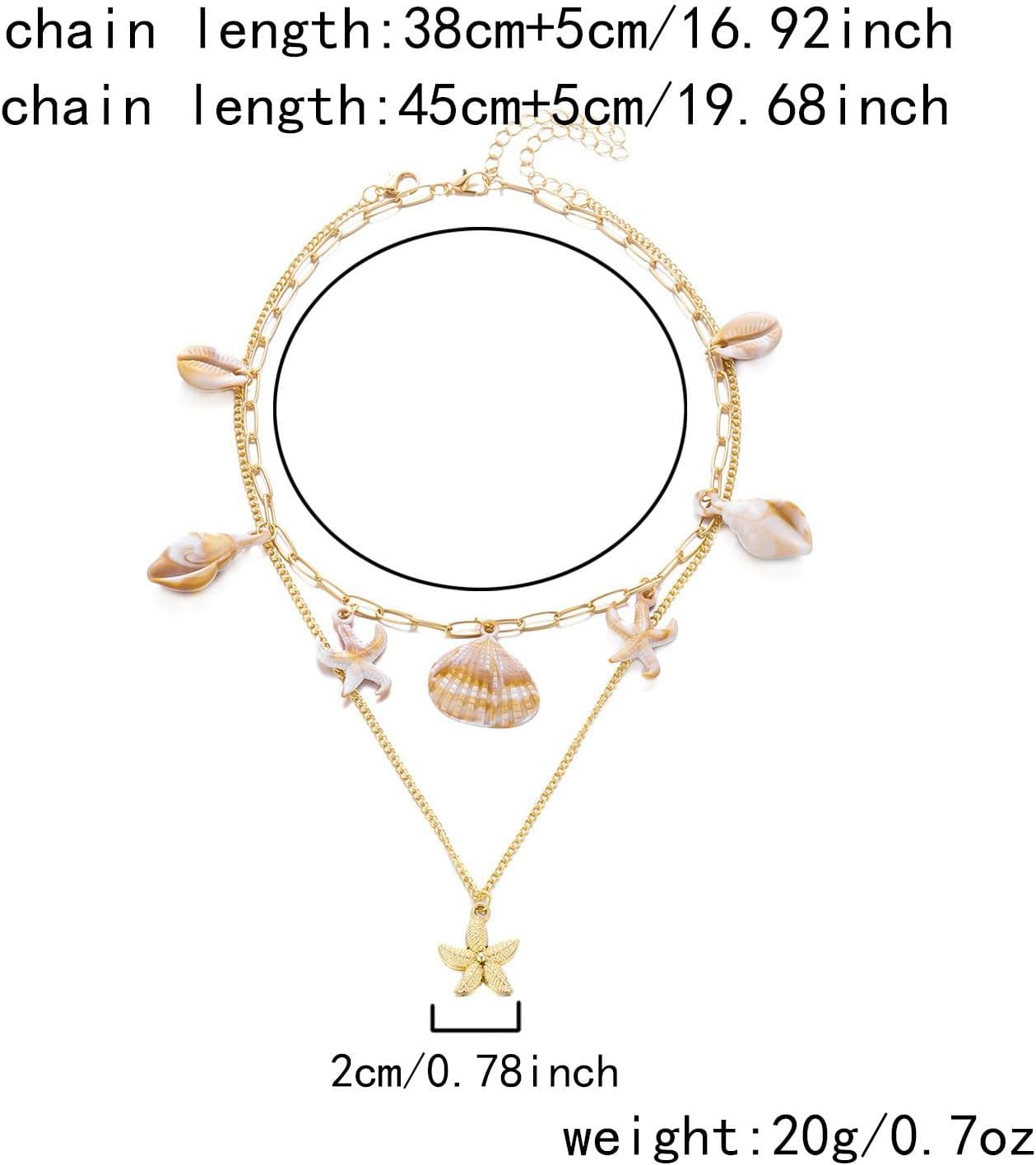 Chunky Gold Shell Necklace for Women Chunky Starfish Shell conch Pendant Necklaces Layered Pearl Beaded Choker Necklaces Summer Beach Jewelry Gifts for Women - Image 4
