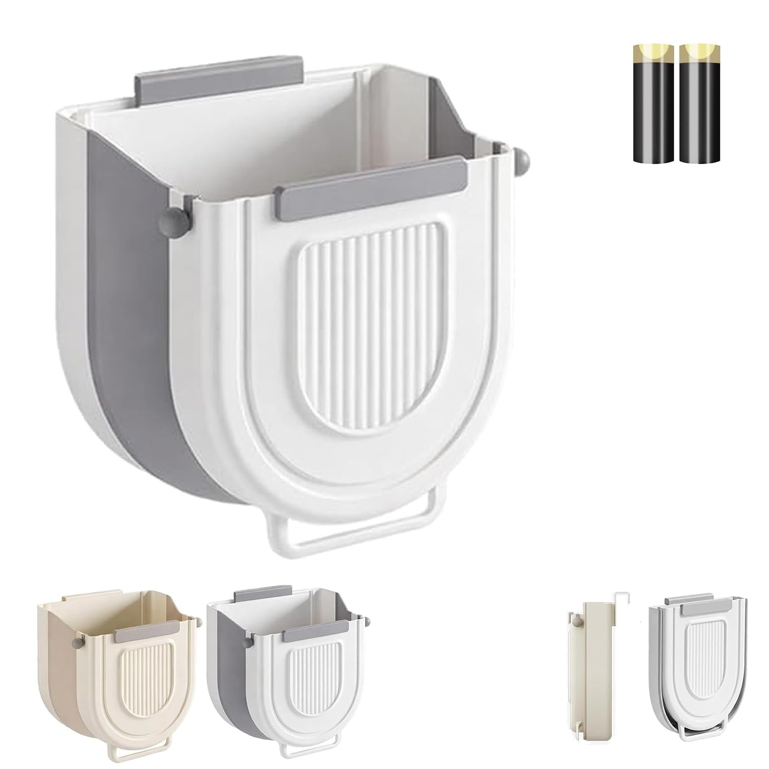 Multipurpose Hanging Collapsible Trash Can for Kitchen,Gray 7L