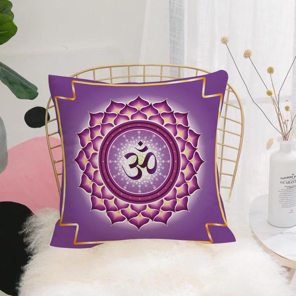 Hyosxw Seventh Chakra Sahasrara Logo Template. Crow - A4 Cushion Cover,Throw Pillow Case Home Decorative For Living Room Bedroom Sofa Chair 18X18 Inch,Seventh Chakra Sahasrara Logo Template. Crown Chakra Symbol Purple Lotus Sacral,Pillowcase 45X45cm
