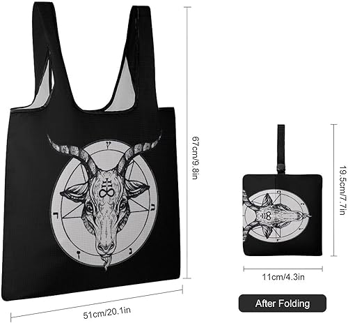 Miniatura 2 de Baphomet Satanic Goat Head Reusable Grocery Bags Foldable Shopping Bag Lightweight Storage Tote Bags with Handles