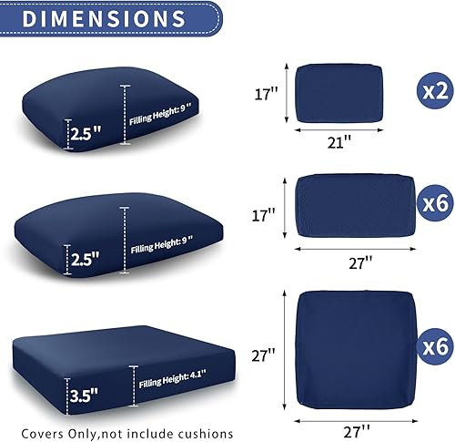 Miniatura 2 de NICESOUL Fundas de cojín de repuesto para sofá de olefina para exteriores, para muebles de patio, fundas de cojín para respaldo, solo fundas de