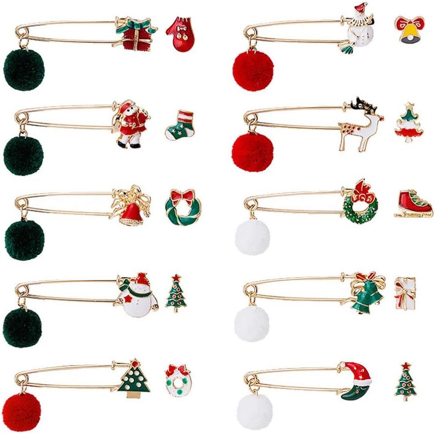 PRETYZOOM 10 Sets Christmas Brooch Pins Santa Claus Lapel Pins Cartoon Enamel Brooch Collar Pins Xmas Holiday Jewelry Party Favors(Assorted style) - Image 5