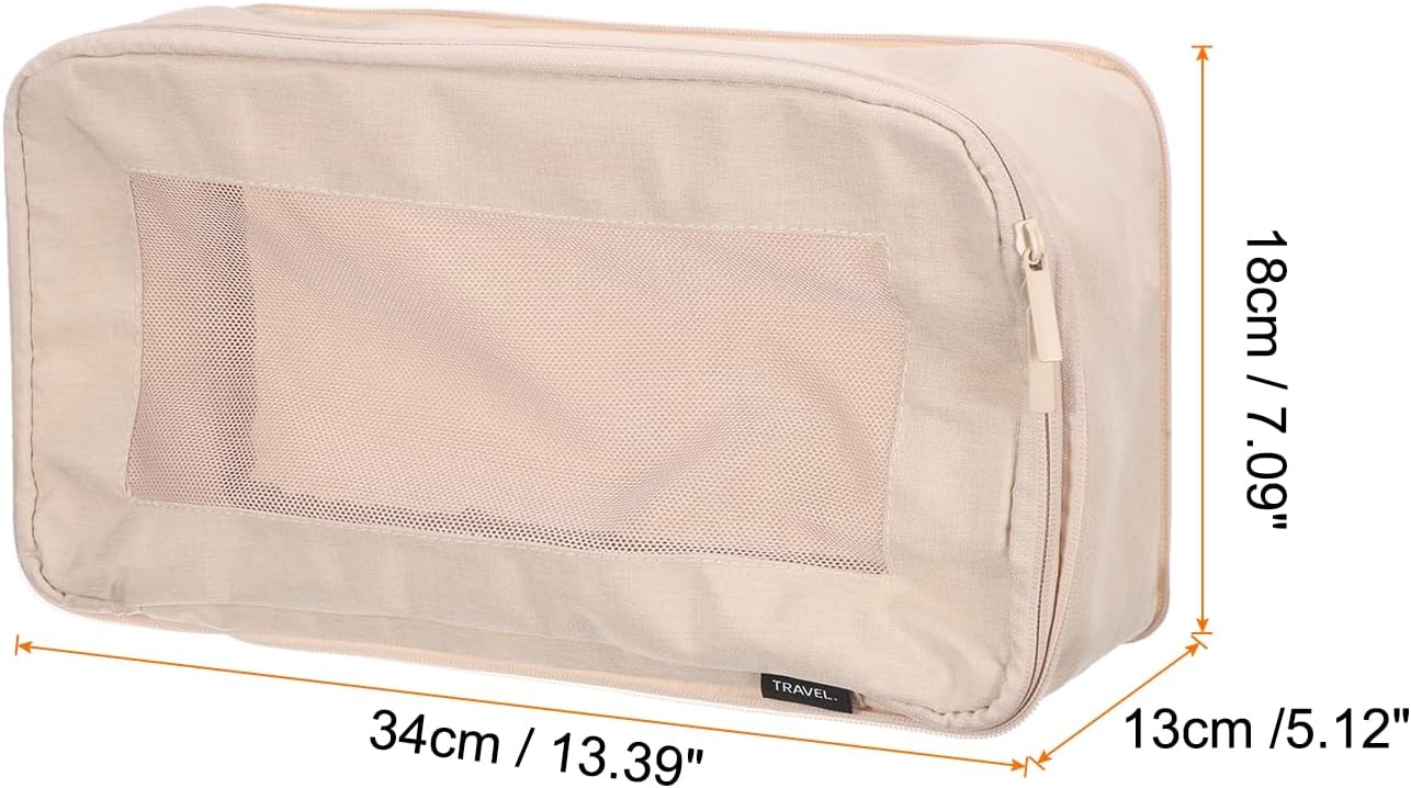 HARFINGTON Compression Packing Cube for Suitcases 34x18x13cm Lightweight Luggage Organizers Bag Travel Essentials Compression Bags for Carry on Suitcases, Beige image 2