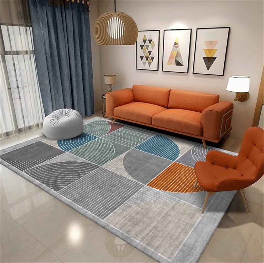Carpette chambre ado garçon gris 160x210 motif géométrique