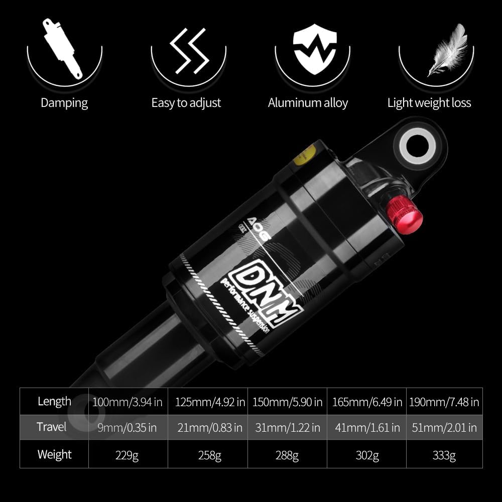 DNM AO-6 Mountain Bike Air Rear Shock AL 6061 Shock Body Adjustable Air Pressure 125mm (4.92") x 20mm / 150mm (5.90") x 31mm (150mm x 31mm (5.90mm" x1.22"))