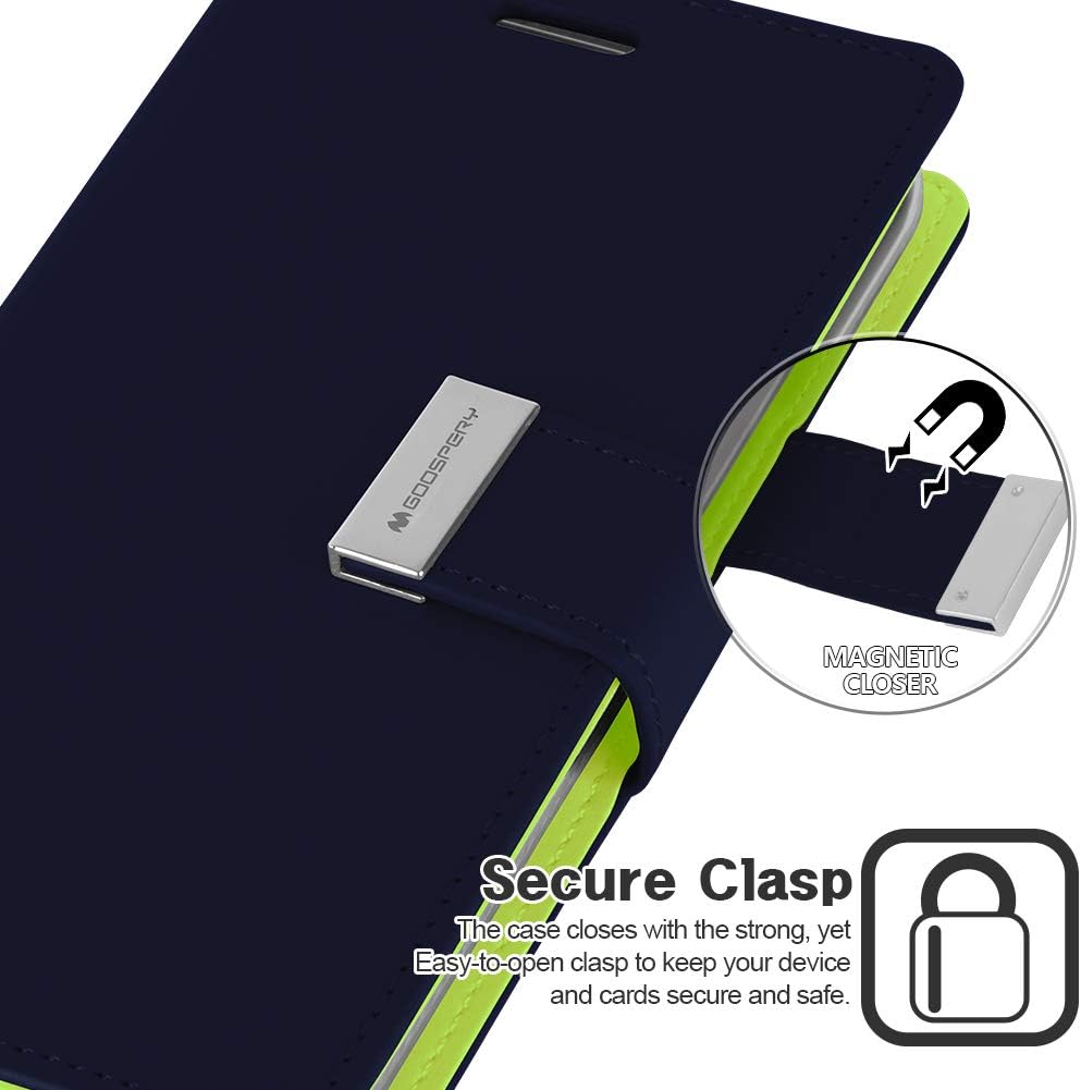 GOOSPERY Rich Wallet for iPhone 11 Pro Max 6.5"(2019) Case, Extra Card Slot Flap Functional & Fashionable Stylish PU Leather Flip Card Holder Phone Cover - Blue Navy